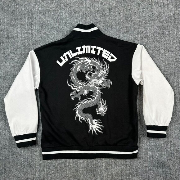 Refuge Athletics Varsity Jacket‎ Adult XS Black White Unlimited Dragon Japanese - Picture 5 of 10